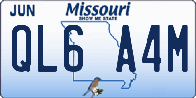 MO license plate QL6A4M