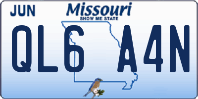 MO license plate QL6A4N