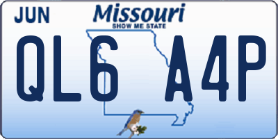 MO license plate QL6A4P