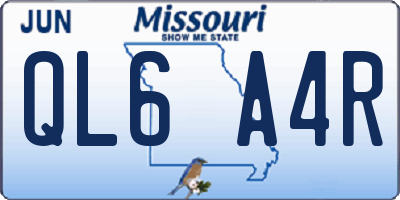 MO license plate QL6A4R