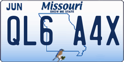 MO license plate QL6A4X