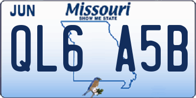 MO license plate QL6A5B