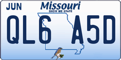 MO license plate QL6A5D