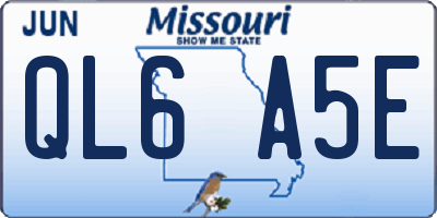 MO license plate QL6A5E