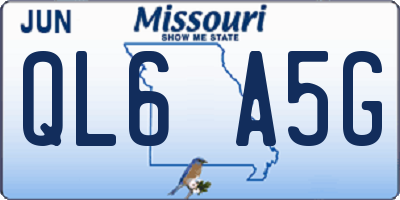 MO license plate QL6A5G