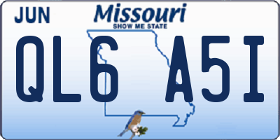 MO license plate QL6A5I