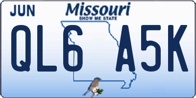MO license plate QL6A5K