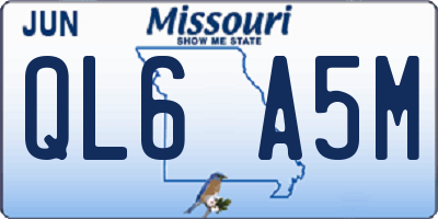 MO license plate QL6A5M