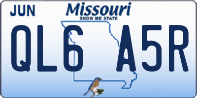 MO license plate QL6A5R