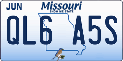MO license plate QL6A5S