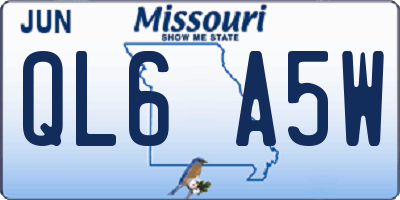 MO license plate QL6A5W