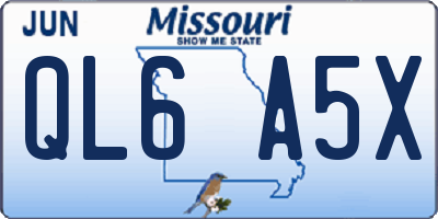 MO license plate QL6A5X