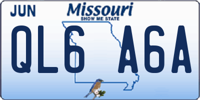 MO license plate QL6A6A