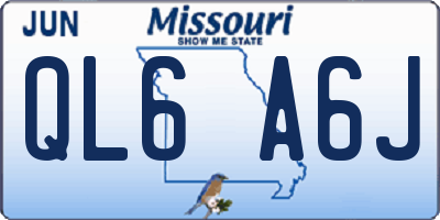 MO license plate QL6A6J