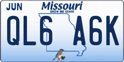 MO license plate QL6A6K