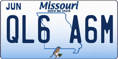 MO license plate QL6A6M
