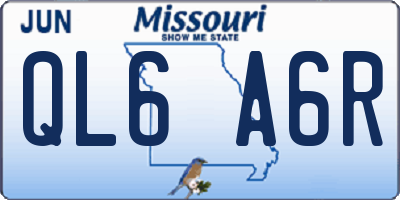 MO license plate QL6A6R