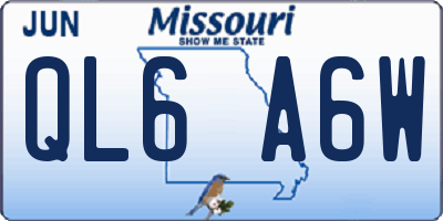 MO license plate QL6A6W
