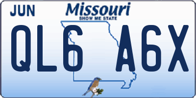 MO license plate QL6A6X