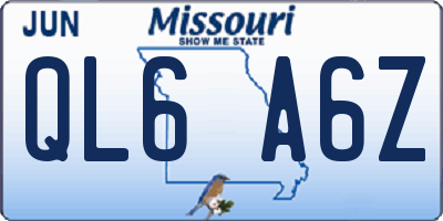 MO license plate QL6A6Z