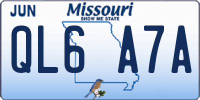 MO license plate QL6A7A