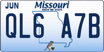 MO license plate QL6A7B