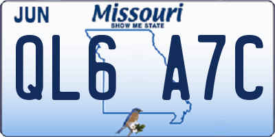MO license plate QL6A7C
