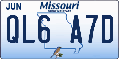 MO license plate QL6A7D