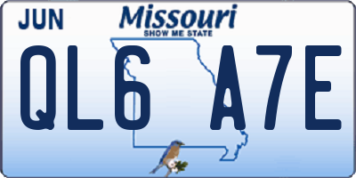 MO license plate QL6A7E