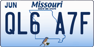 MO license plate QL6A7F
