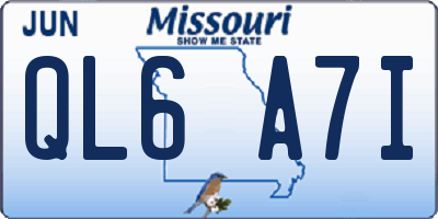 MO license plate QL6A7I