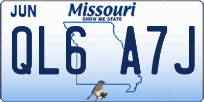 MO license plate QL6A7J