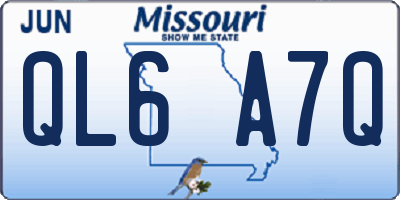 MO license plate QL6A7Q