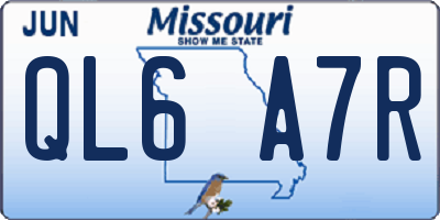 MO license plate QL6A7R