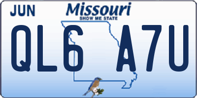 MO license plate QL6A7U