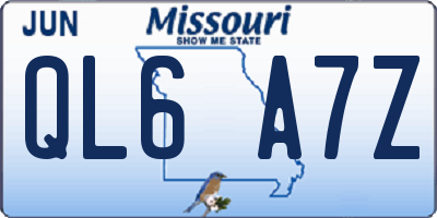 MO license plate QL6A7Z