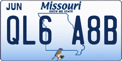 MO license plate QL6A8B