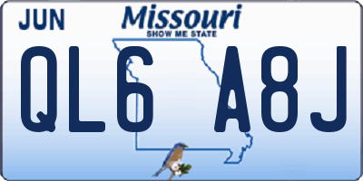 MO license plate QL6A8J