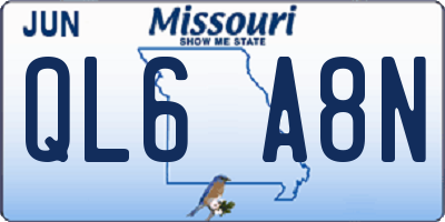 MO license plate QL6A8N