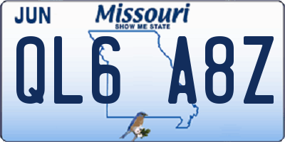 MO license plate QL6A8Z