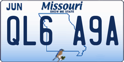 MO license plate QL6A9A