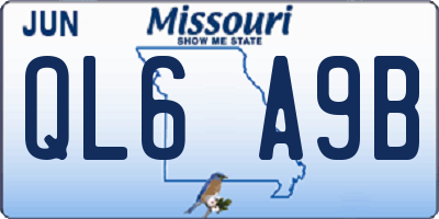 MO license plate QL6A9B