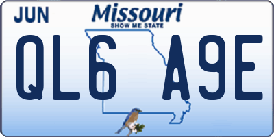 MO license plate QL6A9E