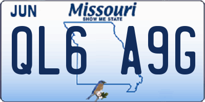 MO license plate QL6A9G