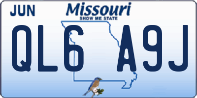 MO license plate QL6A9J