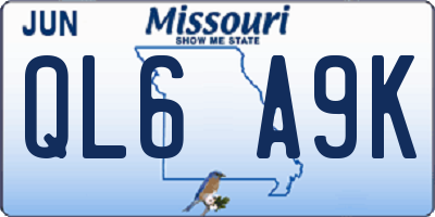 MO license plate QL6A9K