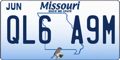 MO license plate QL6A9M