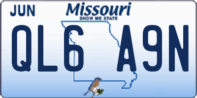 MO license plate QL6A9N