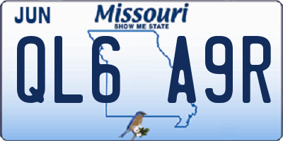 MO license plate QL6A9R
