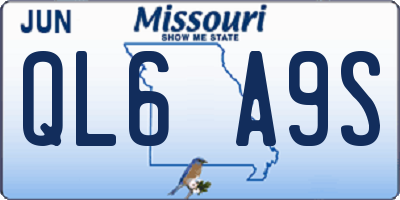 MO license plate QL6A9S